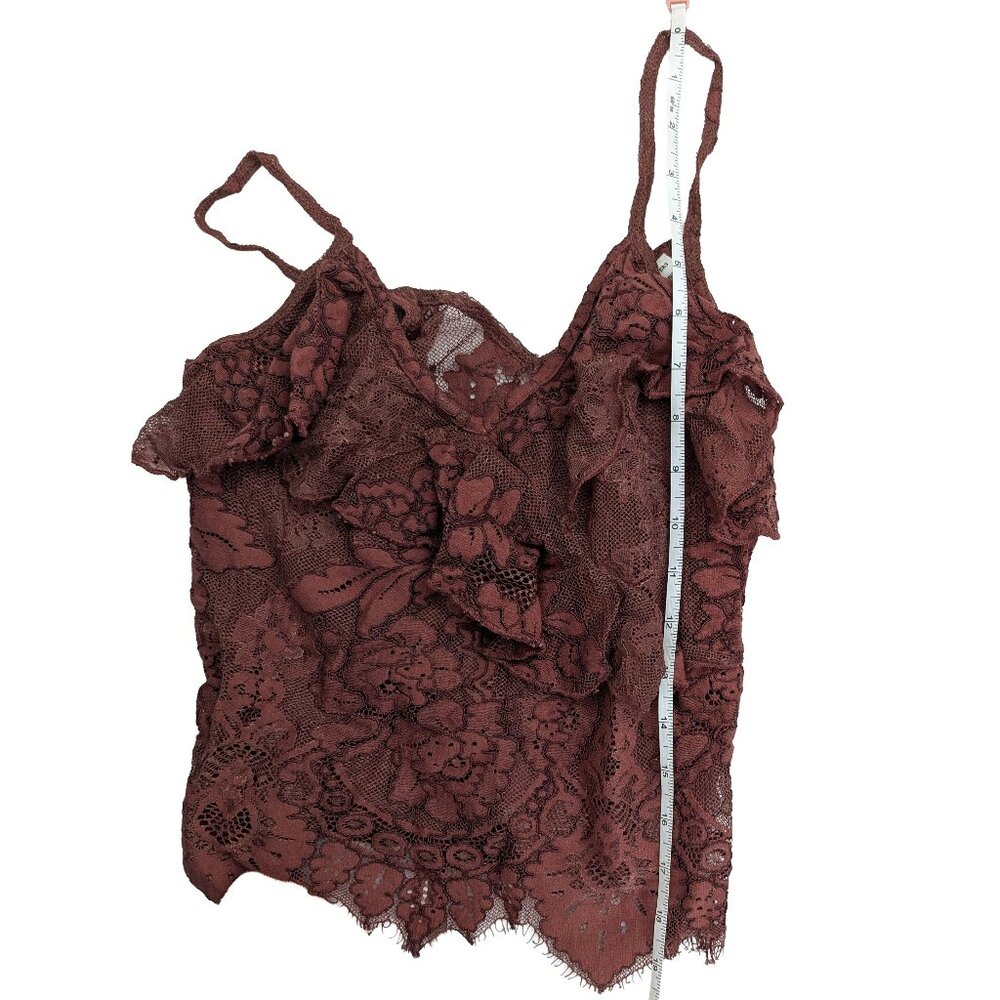 American Eagle Burgundy Rust XXS AE Ruffled Lace Cami Tank Top - Picture 5 of 9